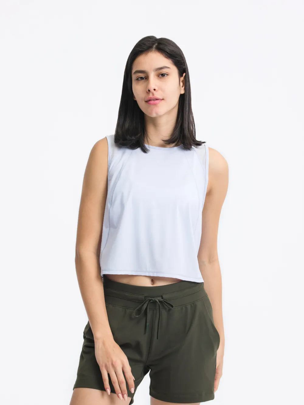 Women Round Neck Cropped Active Tank Top
