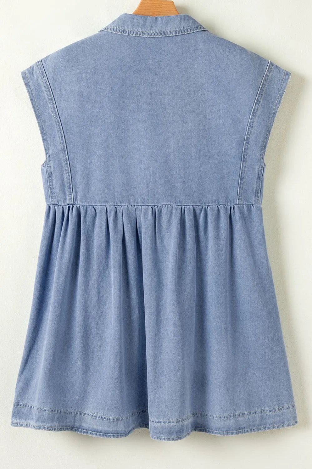 Women Cap Sleeve Denim Babydoll Dress