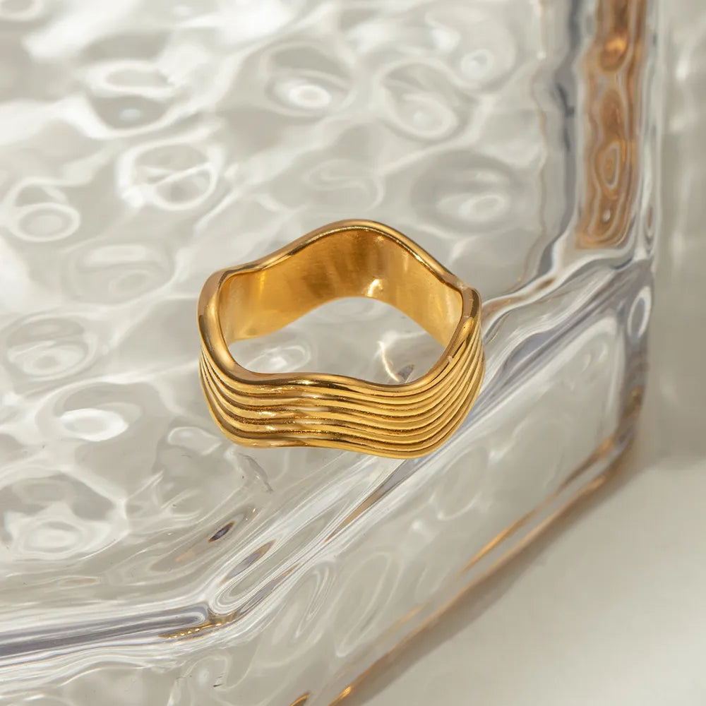 Accessories Women Stainless Steel Corrugated Ring
