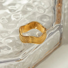 Accessories Women Stainless Steel Corrugated Ring