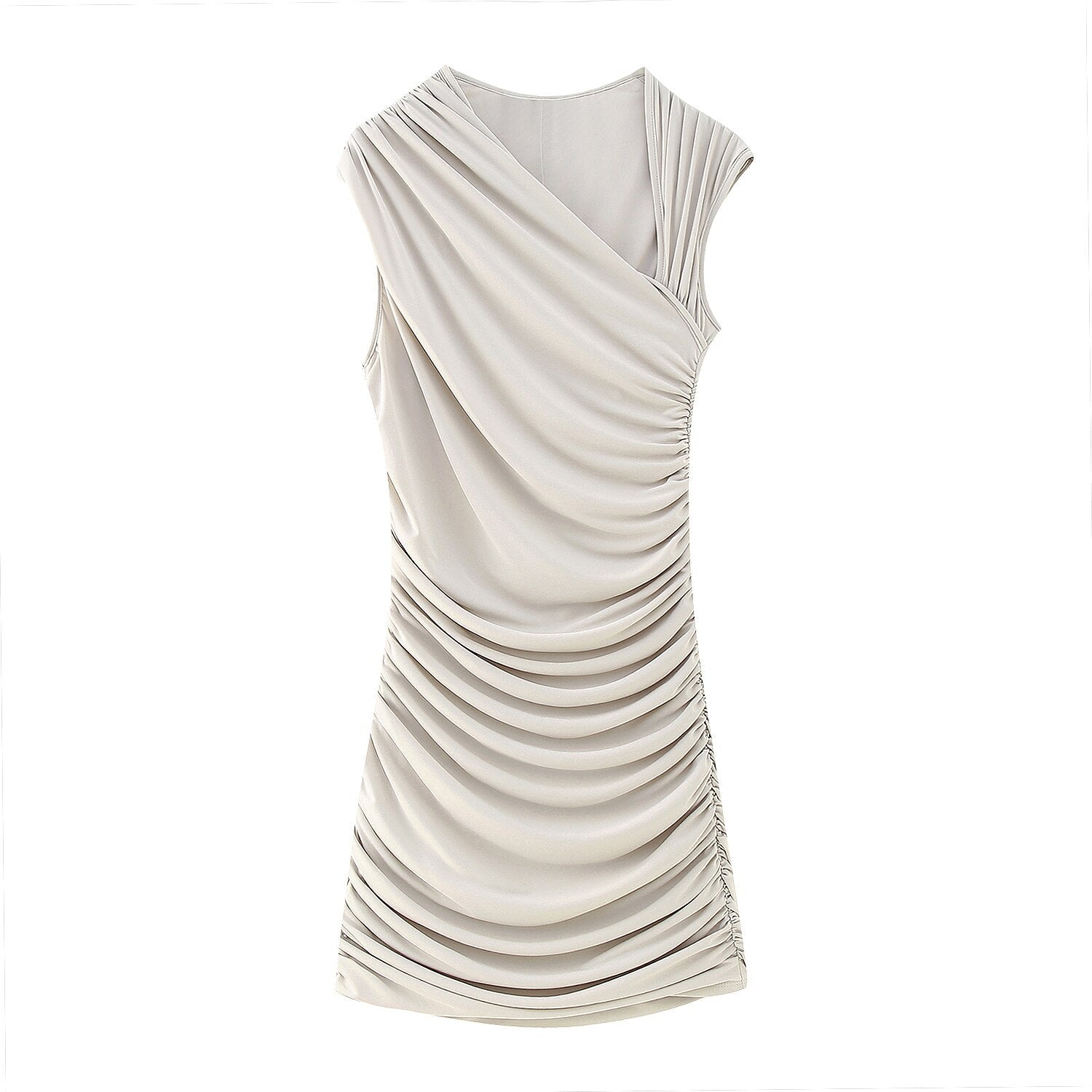 Women Asymmetric Neckline Sleeveless Slim Fit Dress