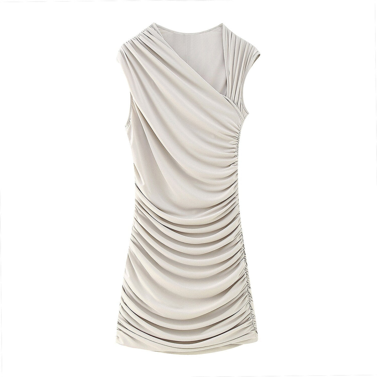 Women Asymmetric Neckline Sleeveless Slim Fit Dress