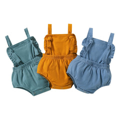 Newborn Girl Sleeveless Ruffles Elastic Waist Bodysuit