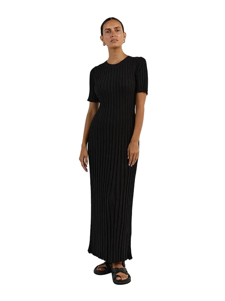 Women Elegant Solid Ribbed Bodycon Knitted Dress