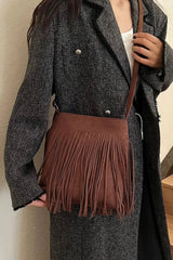 Accessories Women Suede Fringe Shoulder Bag