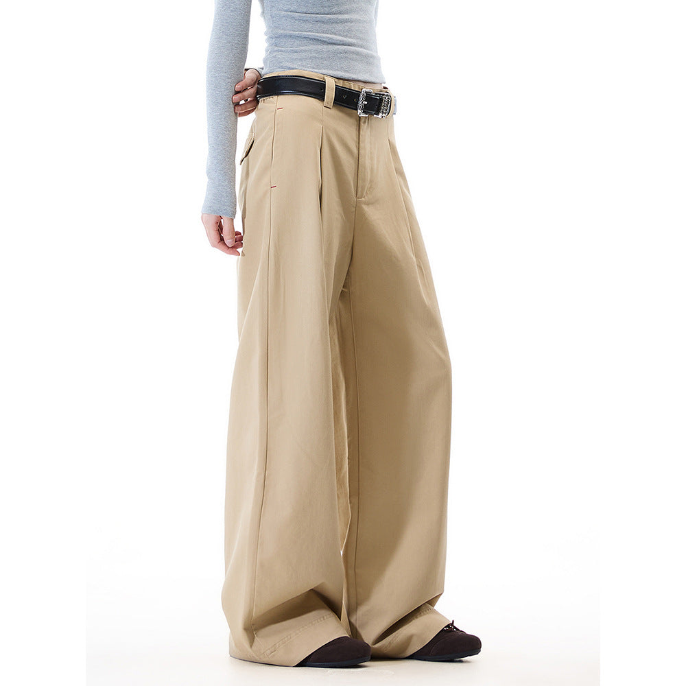 Women Casual Mid Waist Loose Wide Leg Pants