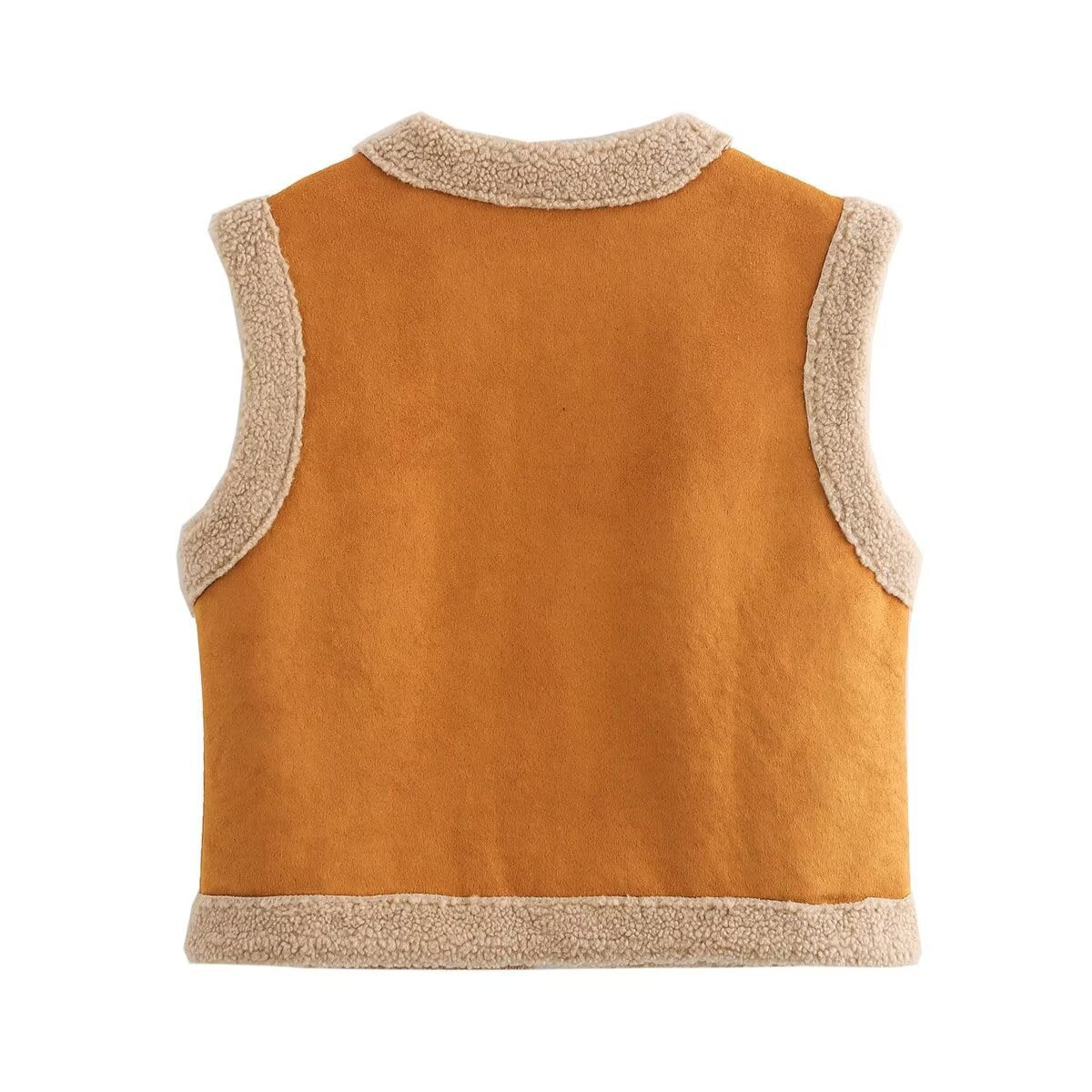 Women Winter Brown Fur Sleeveless Waistcoat