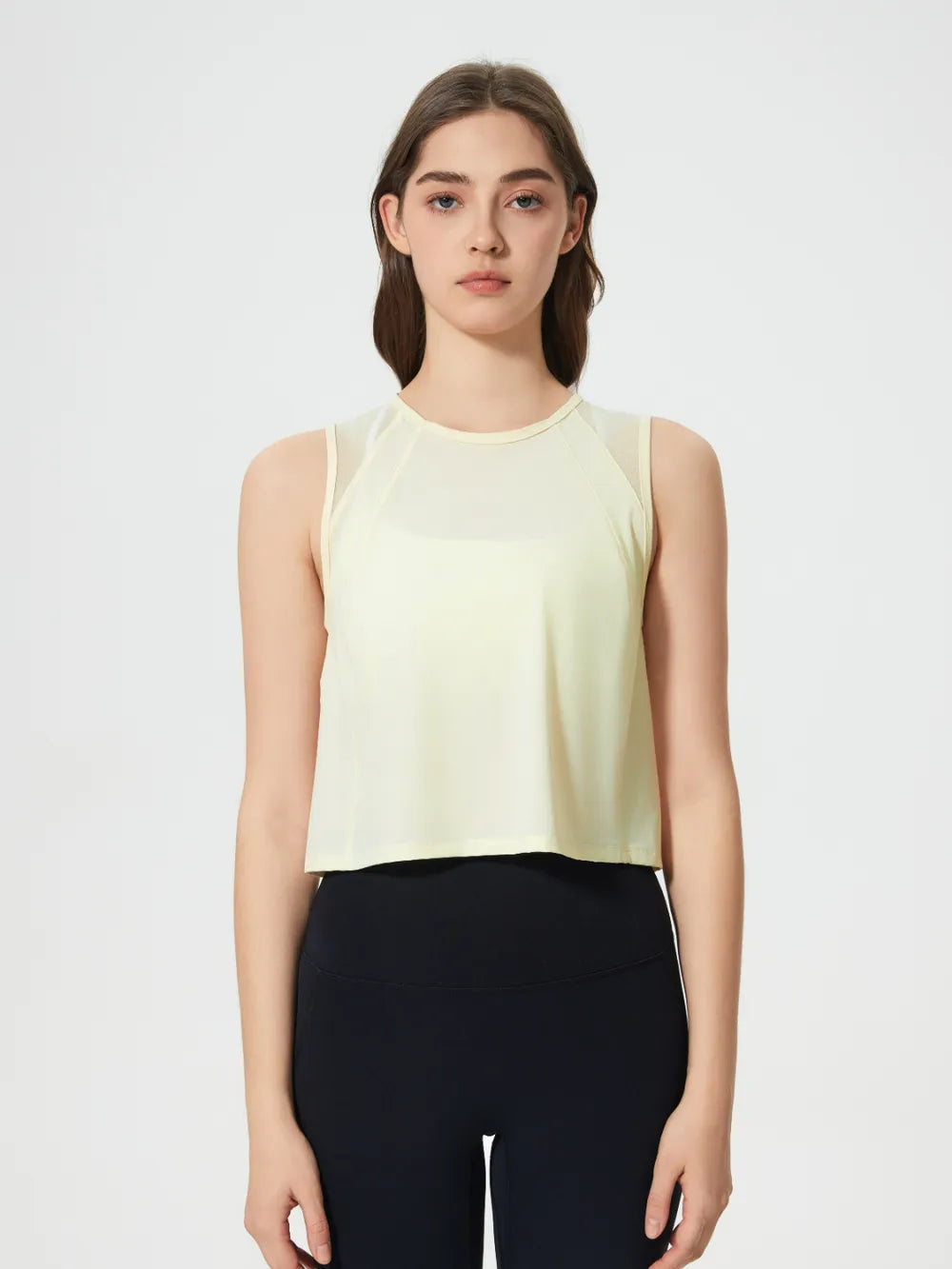 Women Round Neck Cropped Active Tank Top