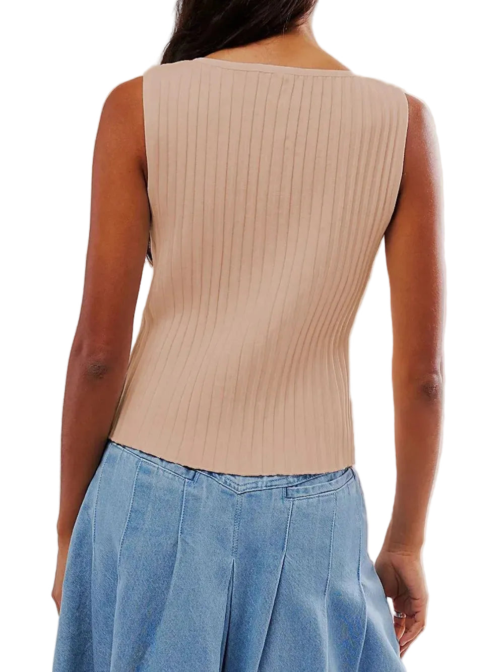 Women Button Down Round Neck Sweater Vest