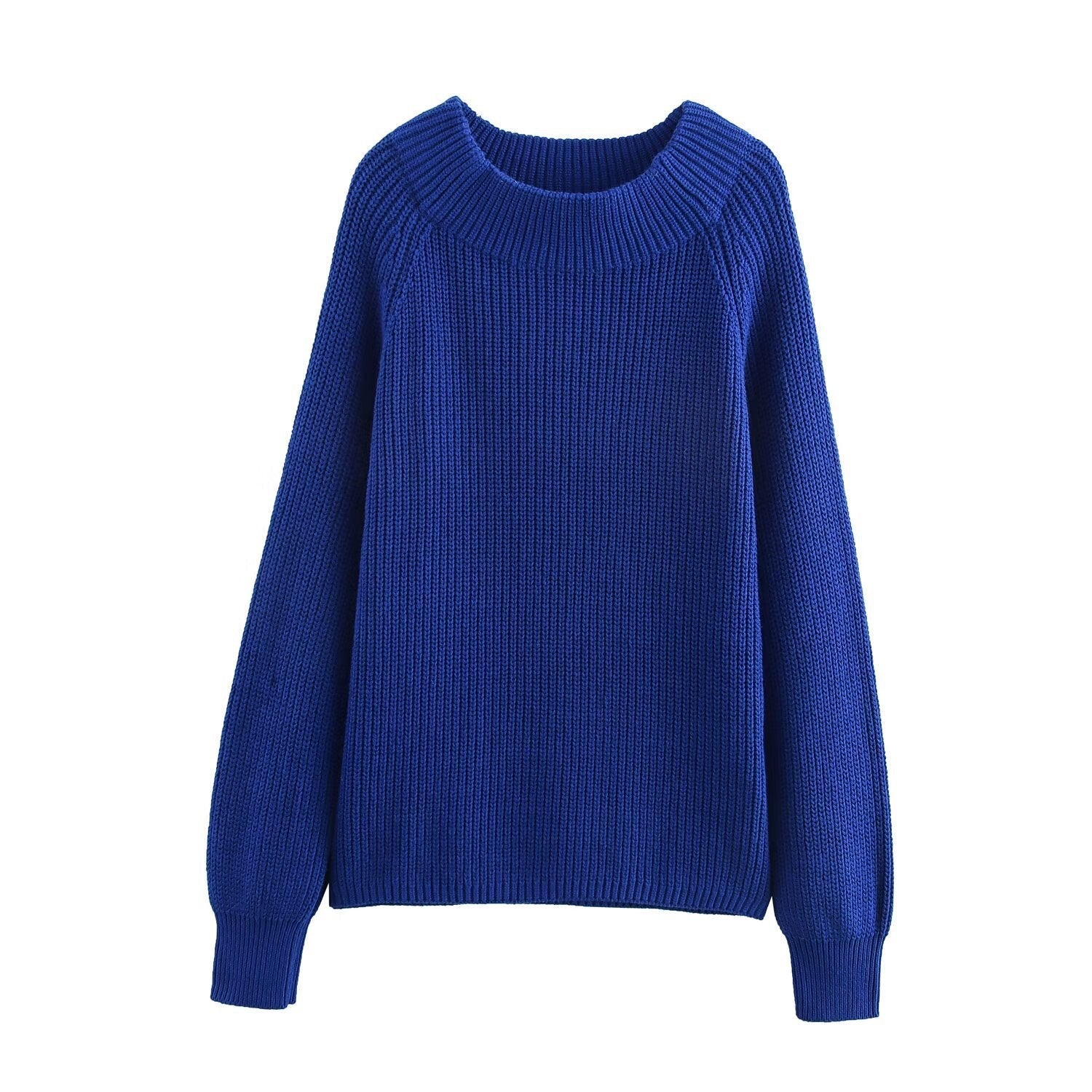 Women Casual Round Collar Pullover Knitted Sweater