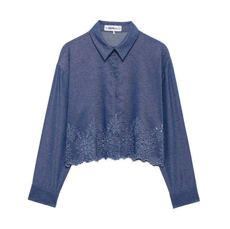 Women Casual Embroidery Short Shirt