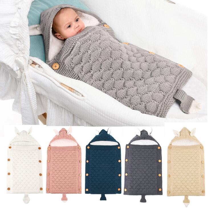 Newborn Baby Warm Knitted Stroller Toddler Knit Swaddling Blanket