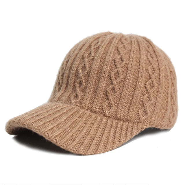 Women Fluffy Knitted Warm Winter Baseball Cap