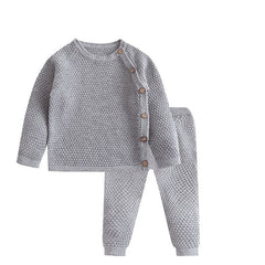 Newborn Girls Casual Knit Splice Long Sleeve Tops + Pants Outfits Pajamas