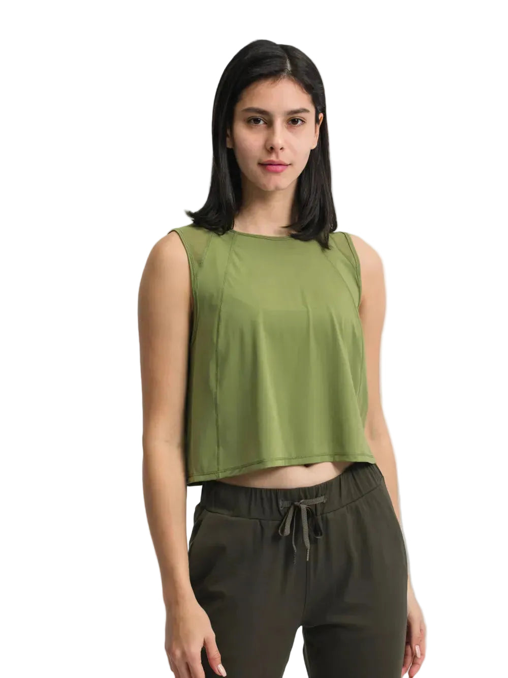 Women Round Neck Cropped Active Tank Top