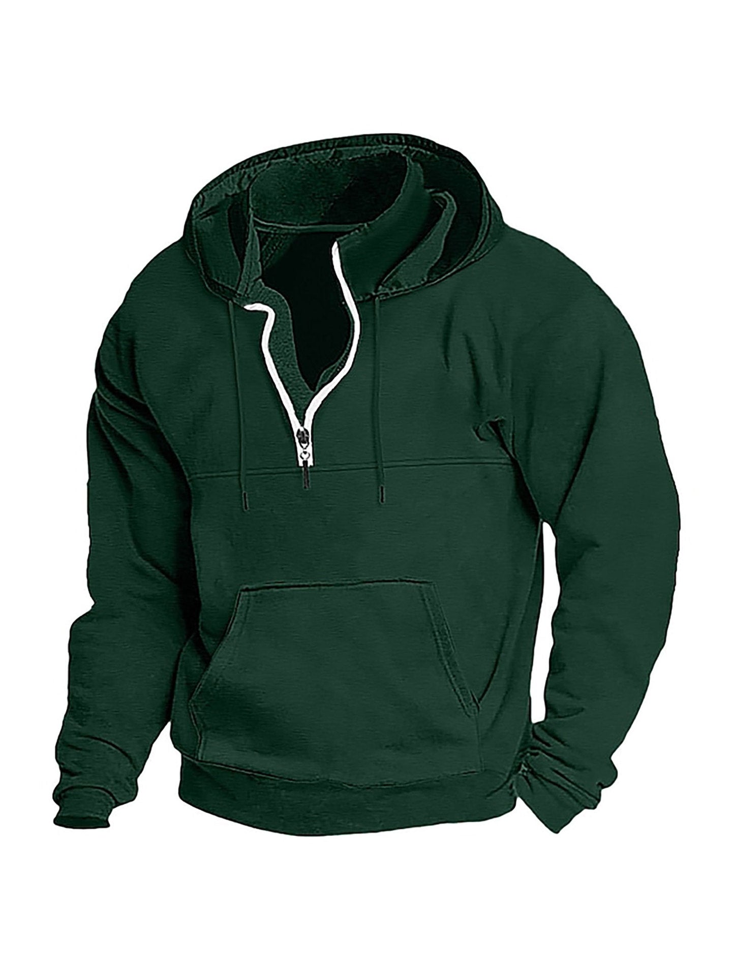 Simple Half-Zip Hoodie Casual Sport Solid Color Hooded Sweatshirt