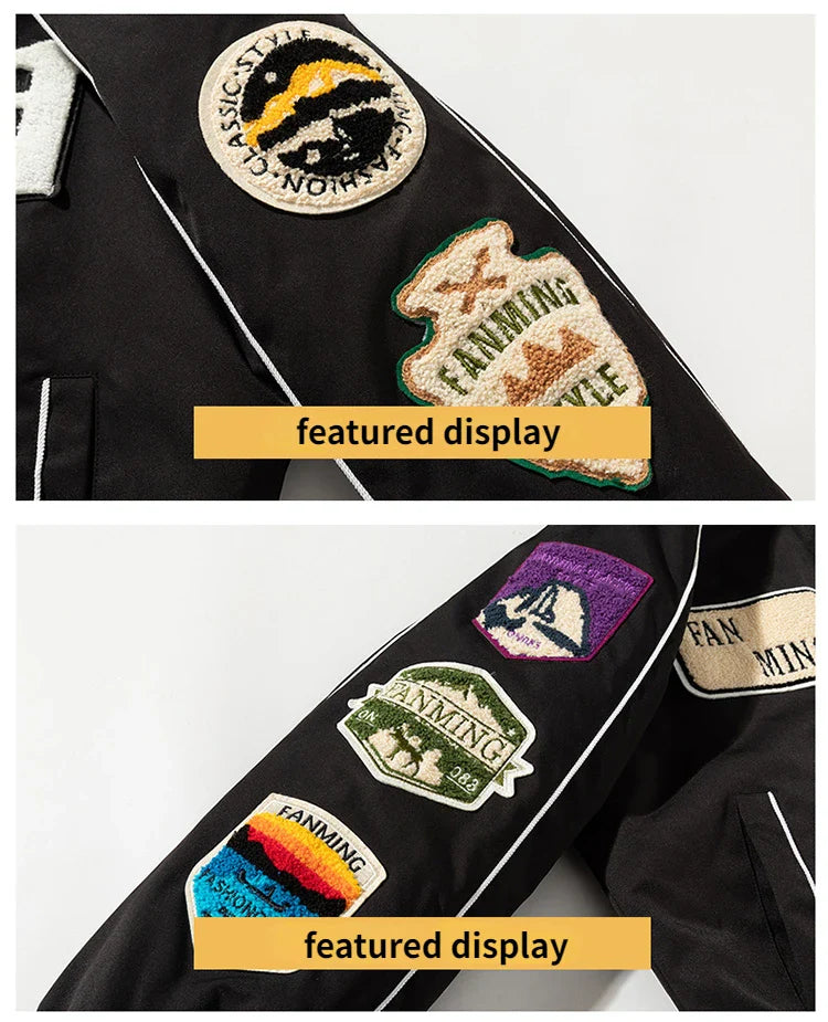 Men American Style Letter Badge Baseball Jacket
