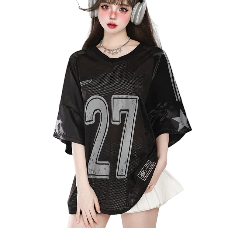 Kids Girls Casual Printed Mesh Baseball T-shirt