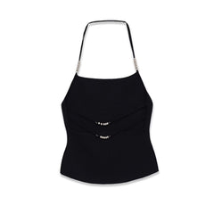 Women Casual Backless Metal Strap Tank Tops