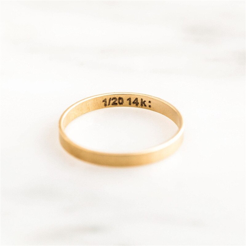 Women 14K Gold Plated Flat Band Ring