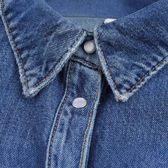 Women Casual Single Breasted Lapel Denim Dress