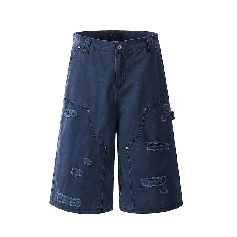 Men Ripped Design Denim Bermudas