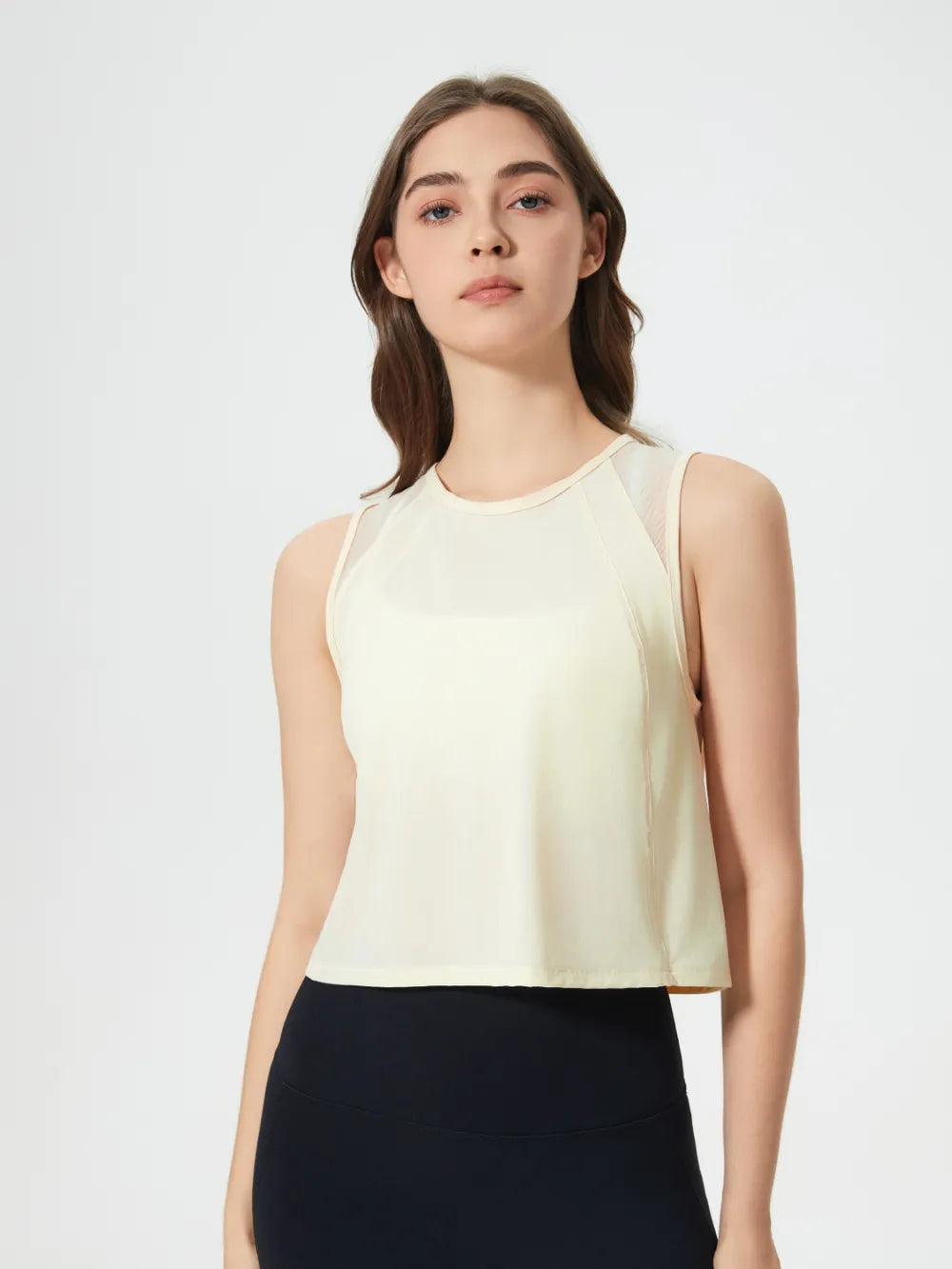 Women Round Neck Cropped Active Tank Top