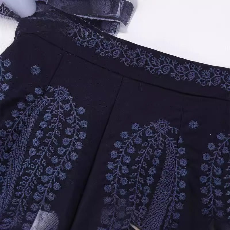 Women Embroidered A-LIne High Waisted Shorts