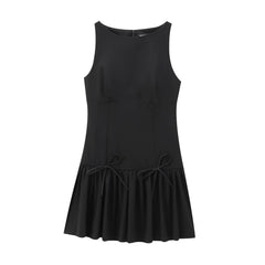 Women Casual Sleeveless Bow Dress