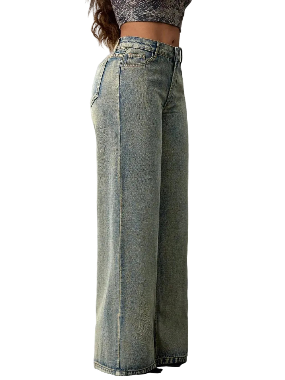 Women Casual High Waist Wide Leg Jeans