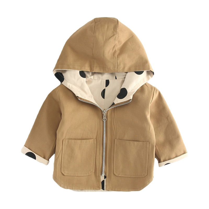 Baby Kids Toddler Reversible Polka Dot Windbreaker Trench Coat
