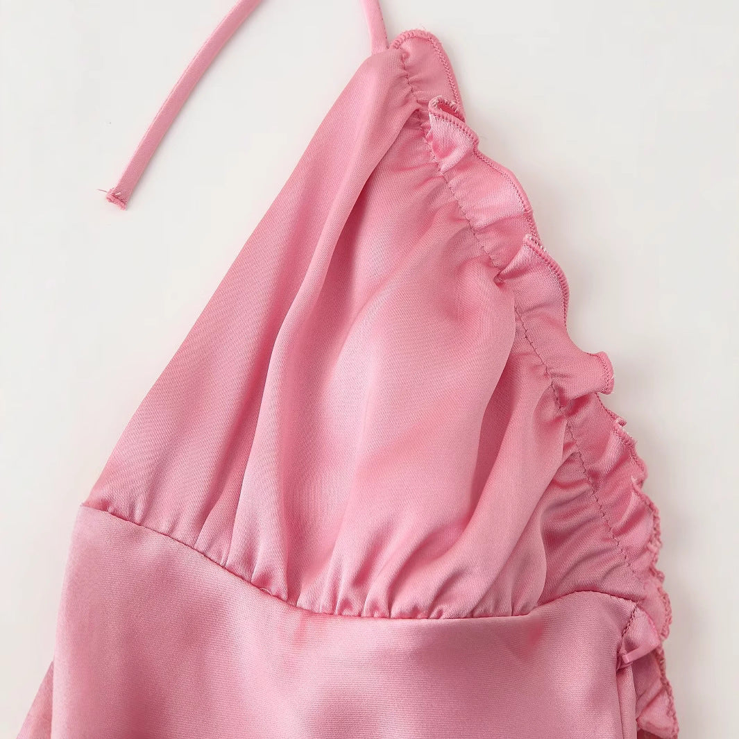 Women Casual Satin Textured Camisole Dress