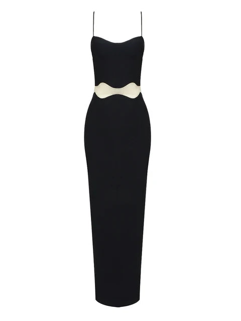 Women Square Collar Sleeveless High Waist Mesh Side Split Dress