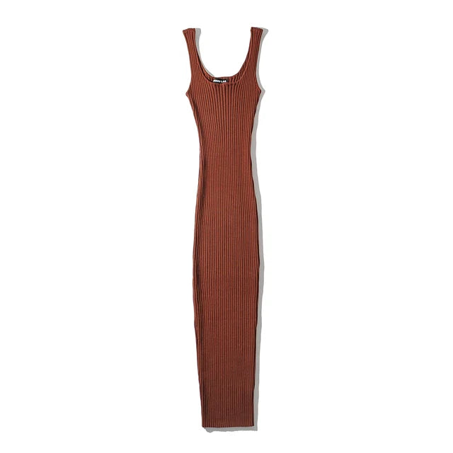 Women Sleeveless Rib Knitted Stretchable Dress