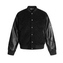 Men Casual Black Baseball Jacket