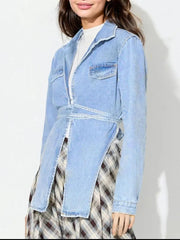 Women Asymmetric Long Denim Top