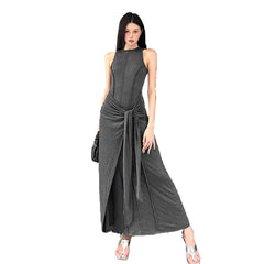Women Casual Sleeveless Slim Long Dresses