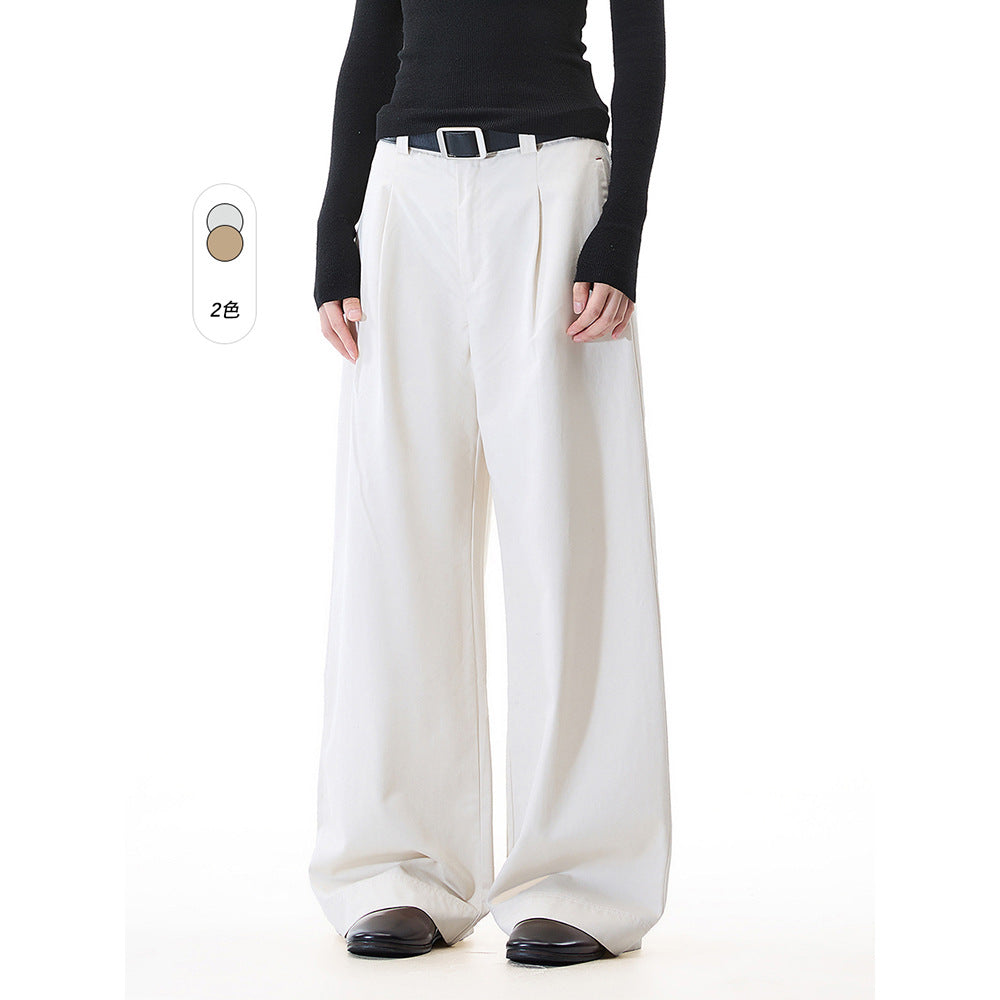 Women Casual Mid Waist Loose Wide Leg Pants