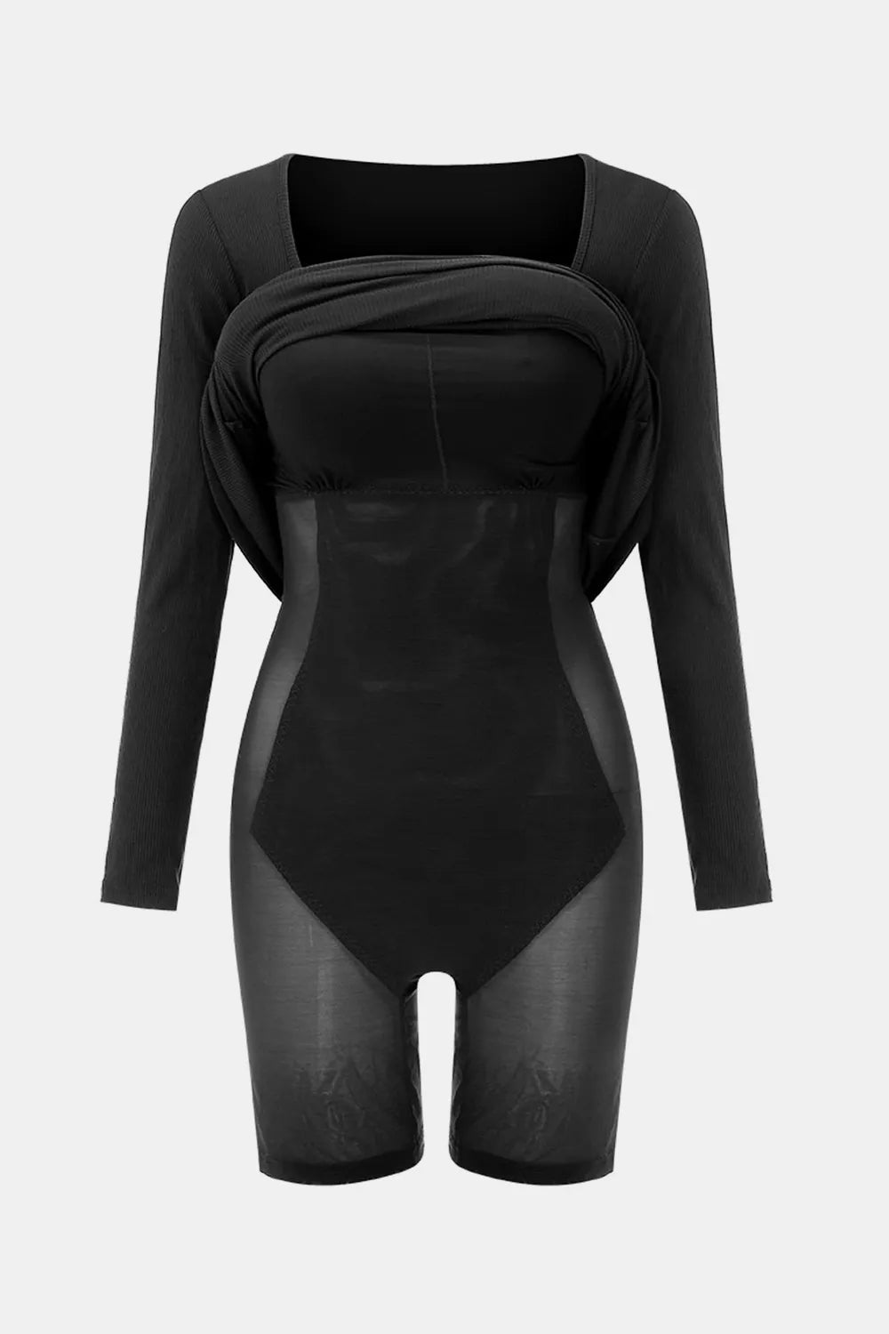 Women Built-In Shapewear Long Sleeve Maxi Dress
