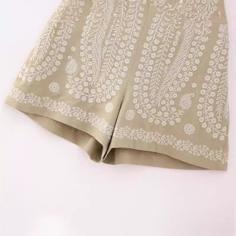 Women Embroidered A-LIne High Waisted Shorts