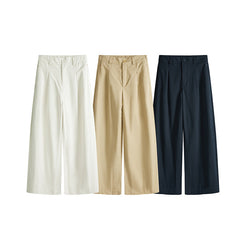 Women Casual Mid Waist Loose Wide Leg Pants