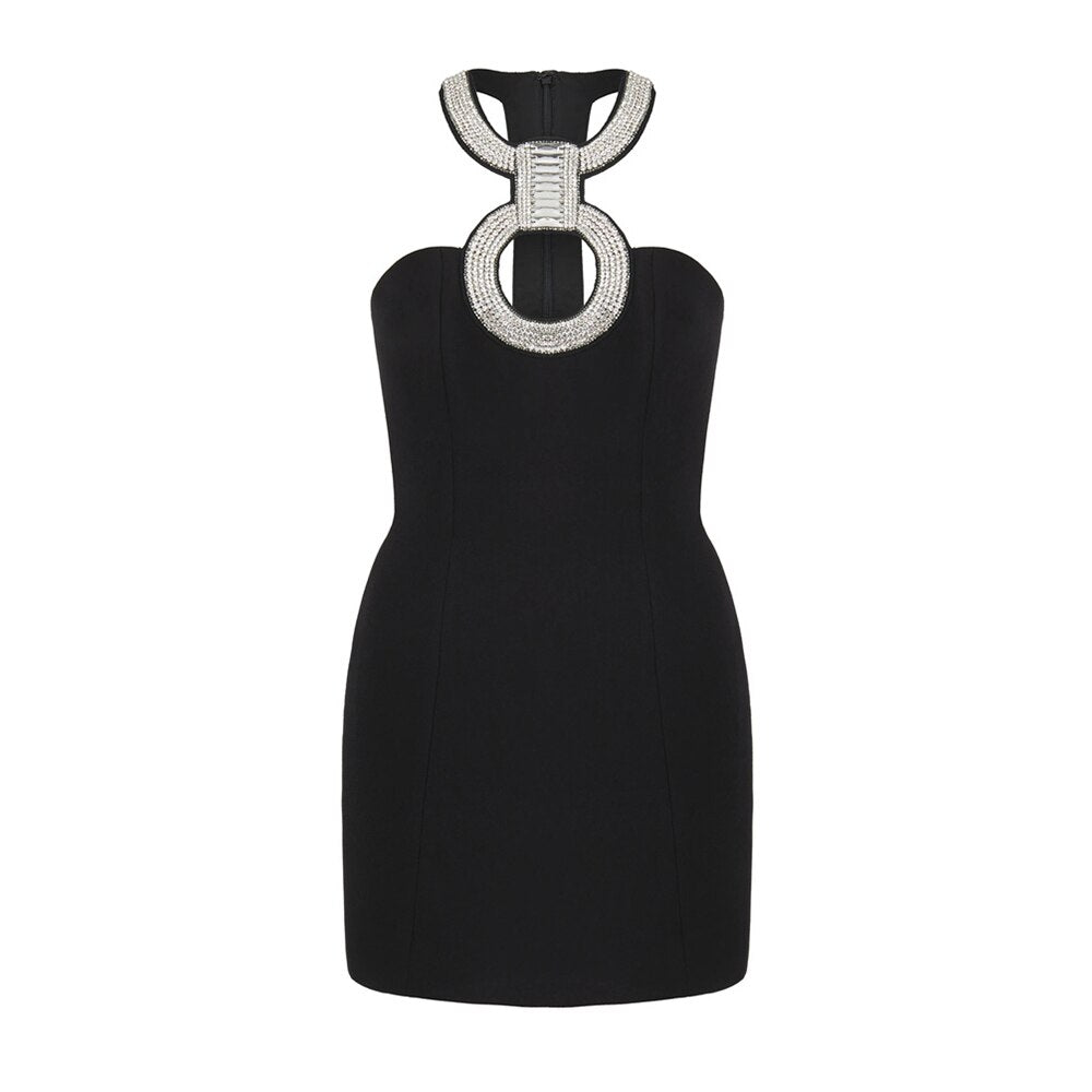 Women Halter Collar Sleeveless Mini Dresses
