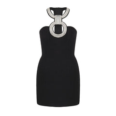 Women Halter Collar Sleeveless Mini Dresses