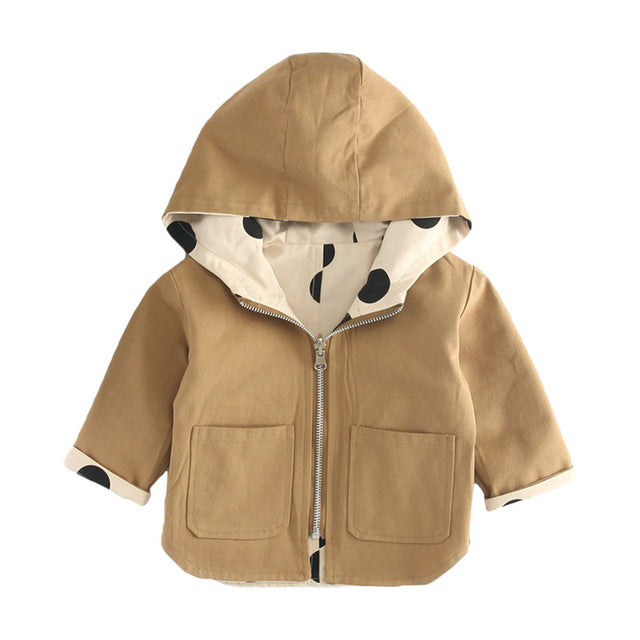 Baby Kids Toddler Reversible Polka Dot Windbreaker Trench Coat
