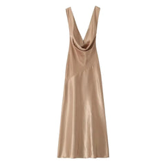 Woman Satin Elegant Long Dresses