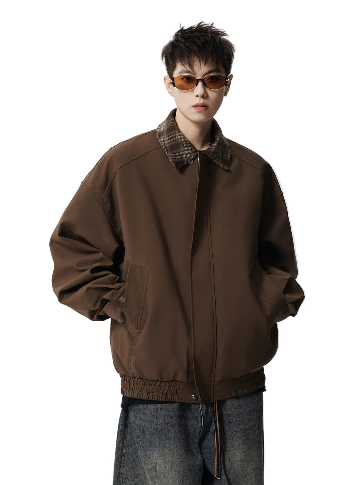 Men Checkered Patchwork Retro Street Baseball Jacket
