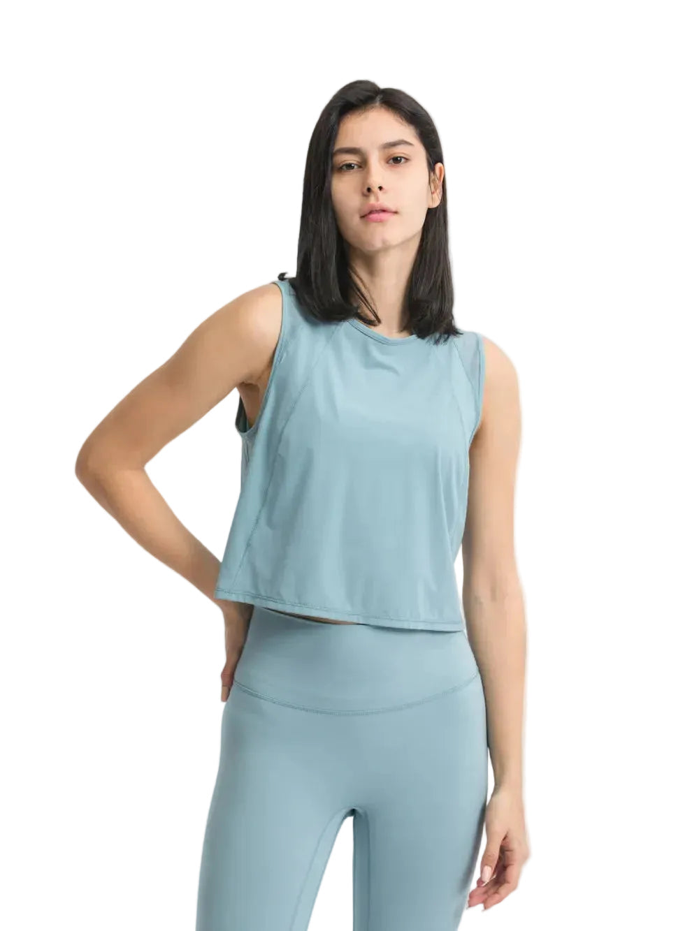 Women Round Neck Cropped Active Tank Top