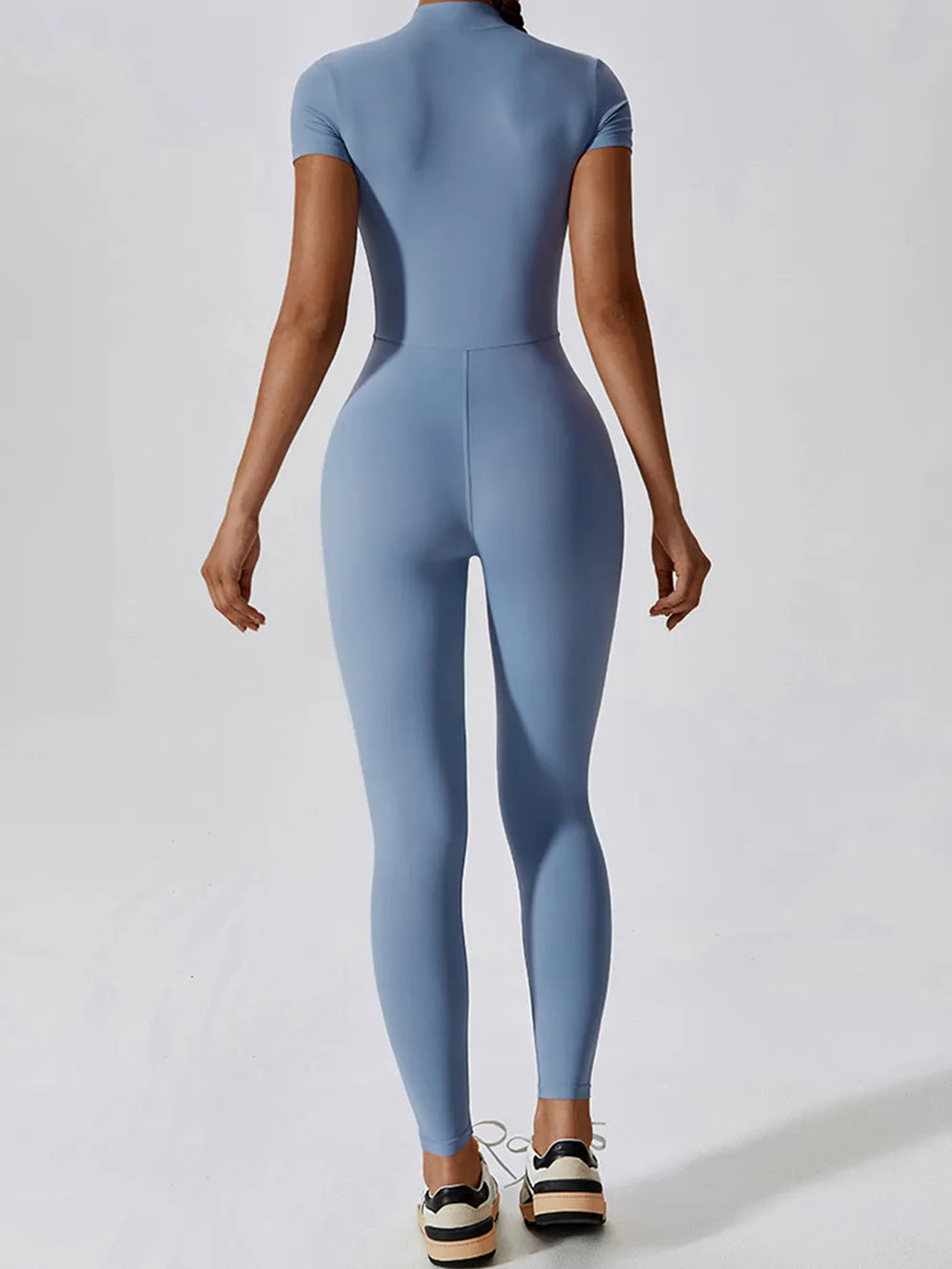 Women Half Zip Short Sleeve Active Jumpsuit