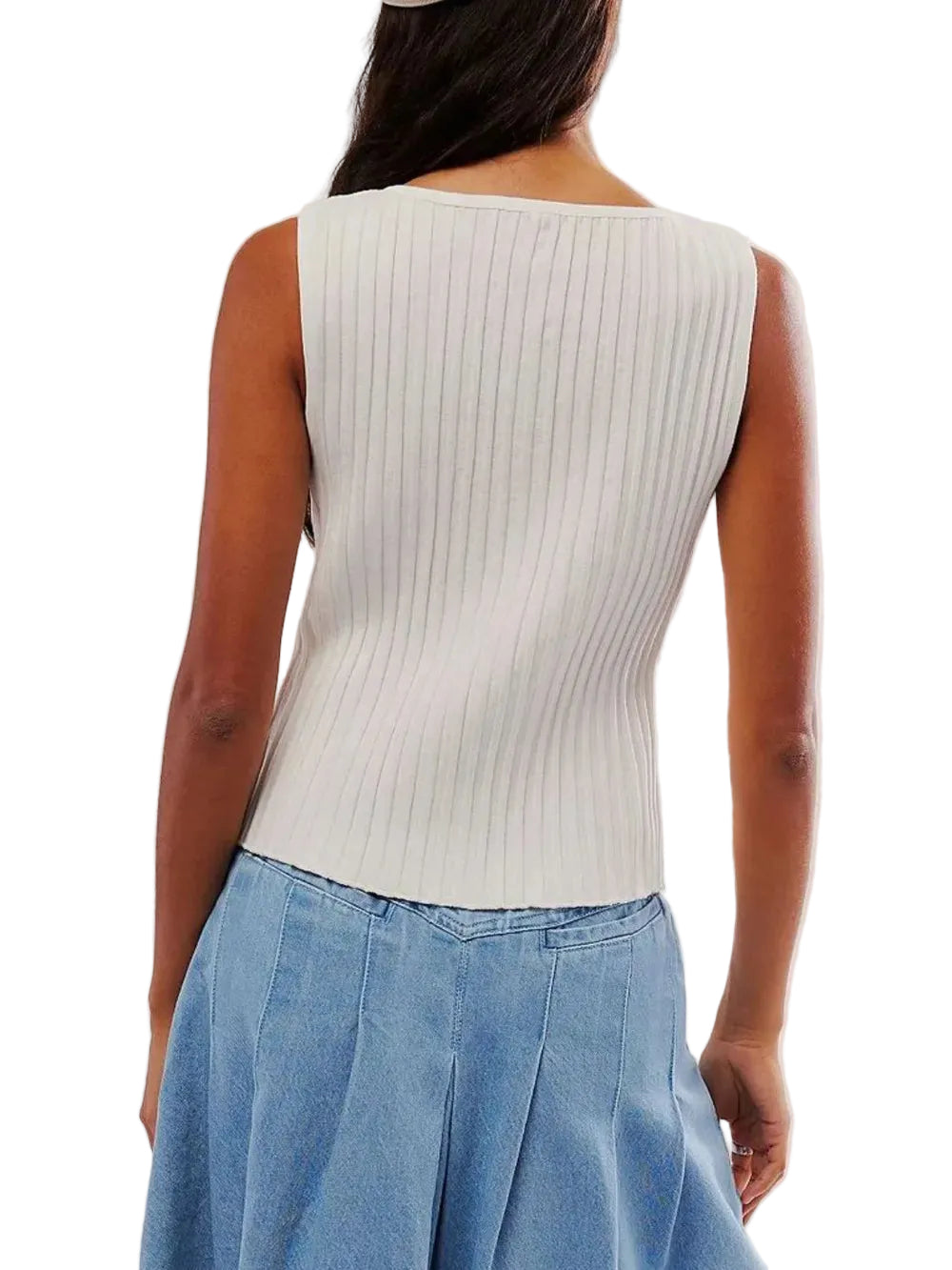 Women Button Down Round Neck Sweater Vest