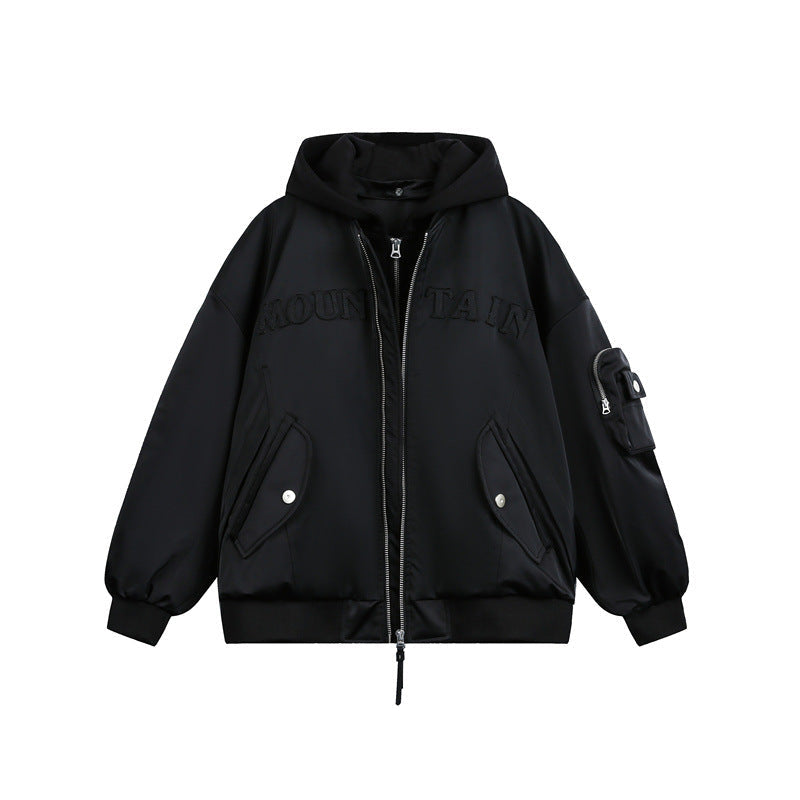 Men Trucker Double Sided Cargo Pocketed Jacket